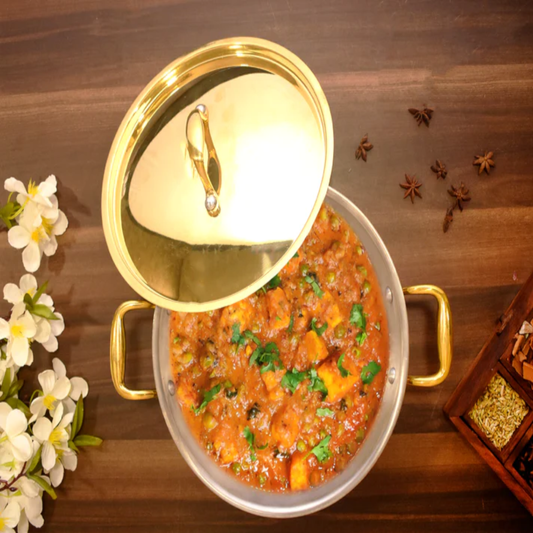 Brass - Heavy Bottom - Cook and Serve Kadai - With Tin Coating .