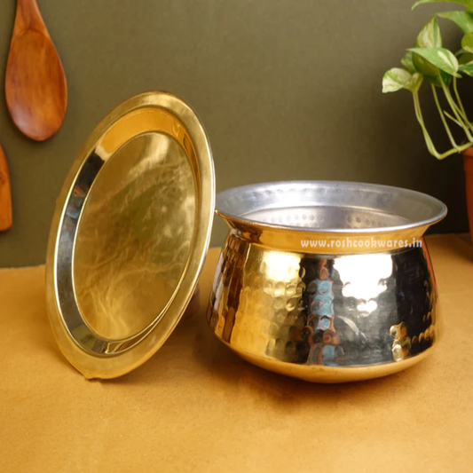 Handi Hammered - Brass With Lid and Kalai (Eeyam)