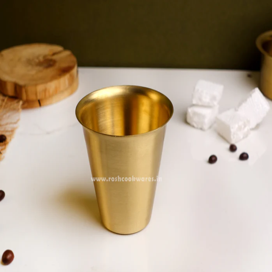 Brass - Coffee Glass - Set Of 2 - Mat Finish . 220 ML